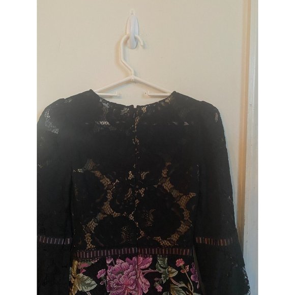 TADASHI SHOJI Black Floral Multicolor Lace Illusion Sheath Dress Sz 0 EUC! $408 - Picture 5 of 7